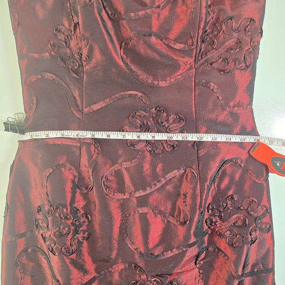 Vintage Jessica McClintock Burgundy Strapless Gown 90s Formal Prom Dress L 16–18 - Picture 5 of 16